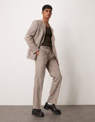 Asos Design Straight Leg Suit Pants In Brown