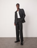 [ASOS DESIGN] ASOS DESIGN straight leg suit pants in metallic black pinstripe W34 L30 BLACK