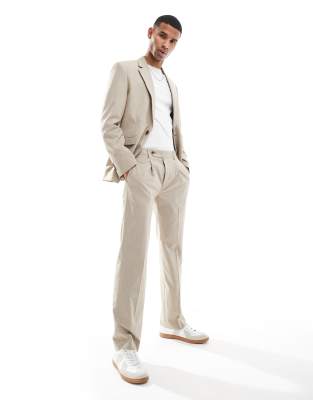 Asos Design Straight Leg Suit Pants In Neutral