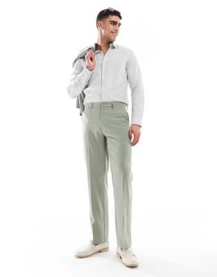 ASOS DESIGN straight leg suit pants in sage green