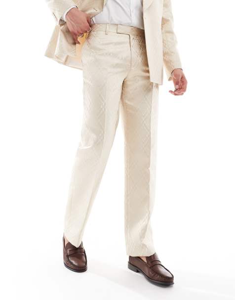 ASOS DESIGN straight leg suit pants in stone jacquard - view 1