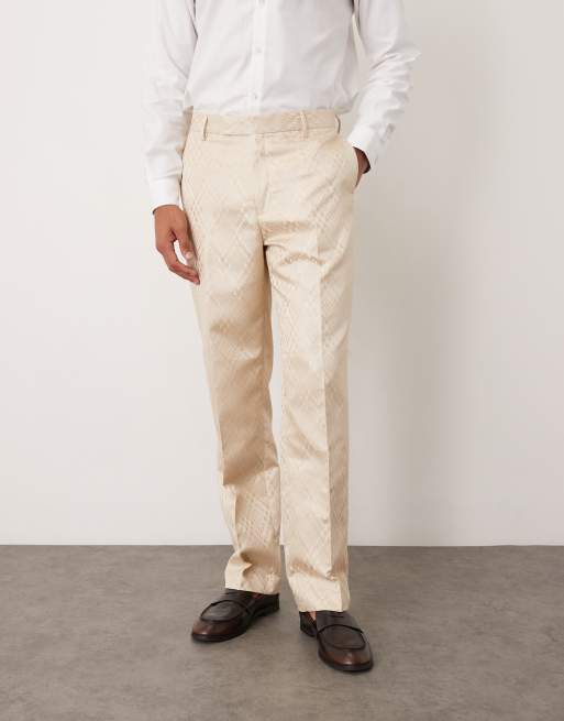 ASOS DESIGN straight leg suit pants in stone jacquard, 2 of 5