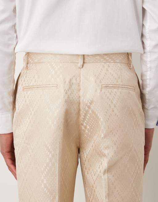 ASOS DESIGN straight leg suit pants in stone jacquard, 4 of 5