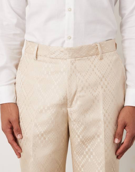 ASOS DESIGN straight leg suit pants in stone jacquard, 5 of 5