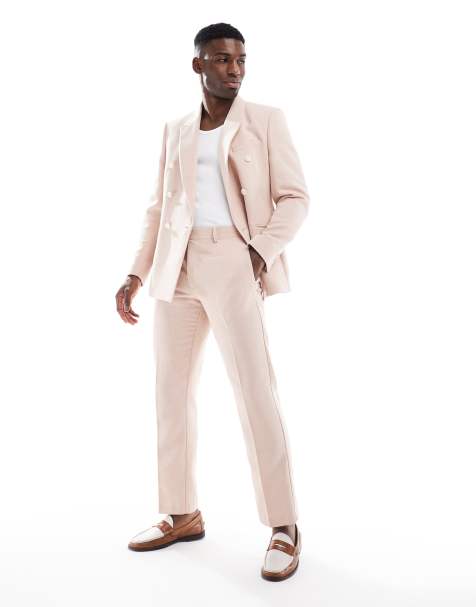ASOS DESIGN straight leg suit pants with wool in light pink - view 1