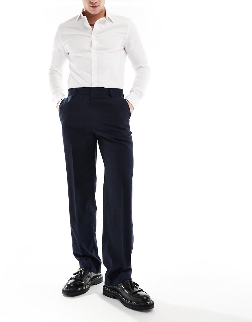 ASOS DESIGN straight leg suit trouser in navy