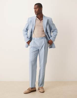 ASOS DESIGN straight leg suit trousers in blue