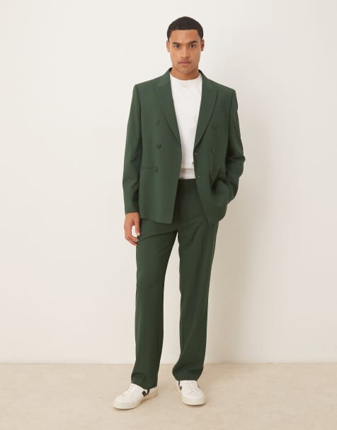 ASOS DESIGN straight leg suit trousers in dark green - view 1