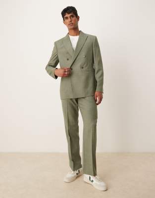 ASOS DESIGN straight leg suit trousers in green melange - view 1