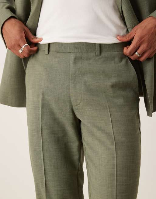 ASOS DESIGN straight leg suit trousers in green melange, 2 of 5