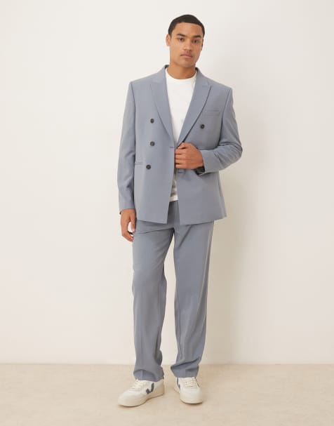 ASOS DESIGN straight leg suit trousers in mid blue - view 1