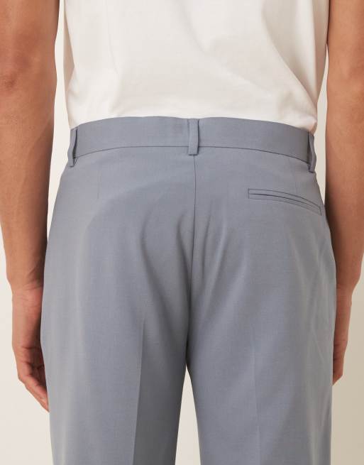 ASOS DESIGN straight leg suit trousers in mid blue, 4 of 5