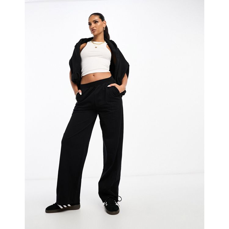 ASOS DESIGN straight leg track pant in tricot in black
