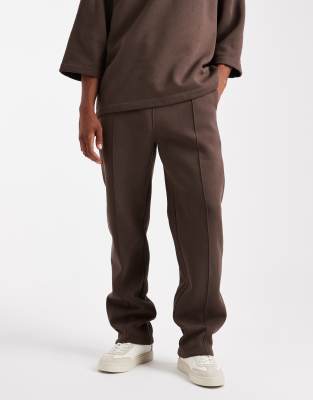 Asos Design Straight Leg Sweatpants In Brown