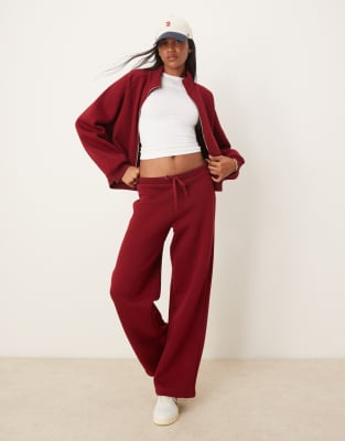 Asos Design Straight Leg Sweatpants In Burgundy - Part Of A Set-red