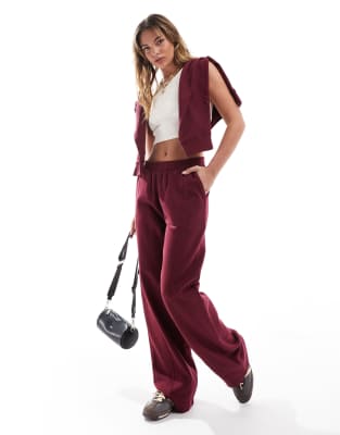 Asos Design Wide Leg Plisse Pleat Front Pants In Rust-black In Multi