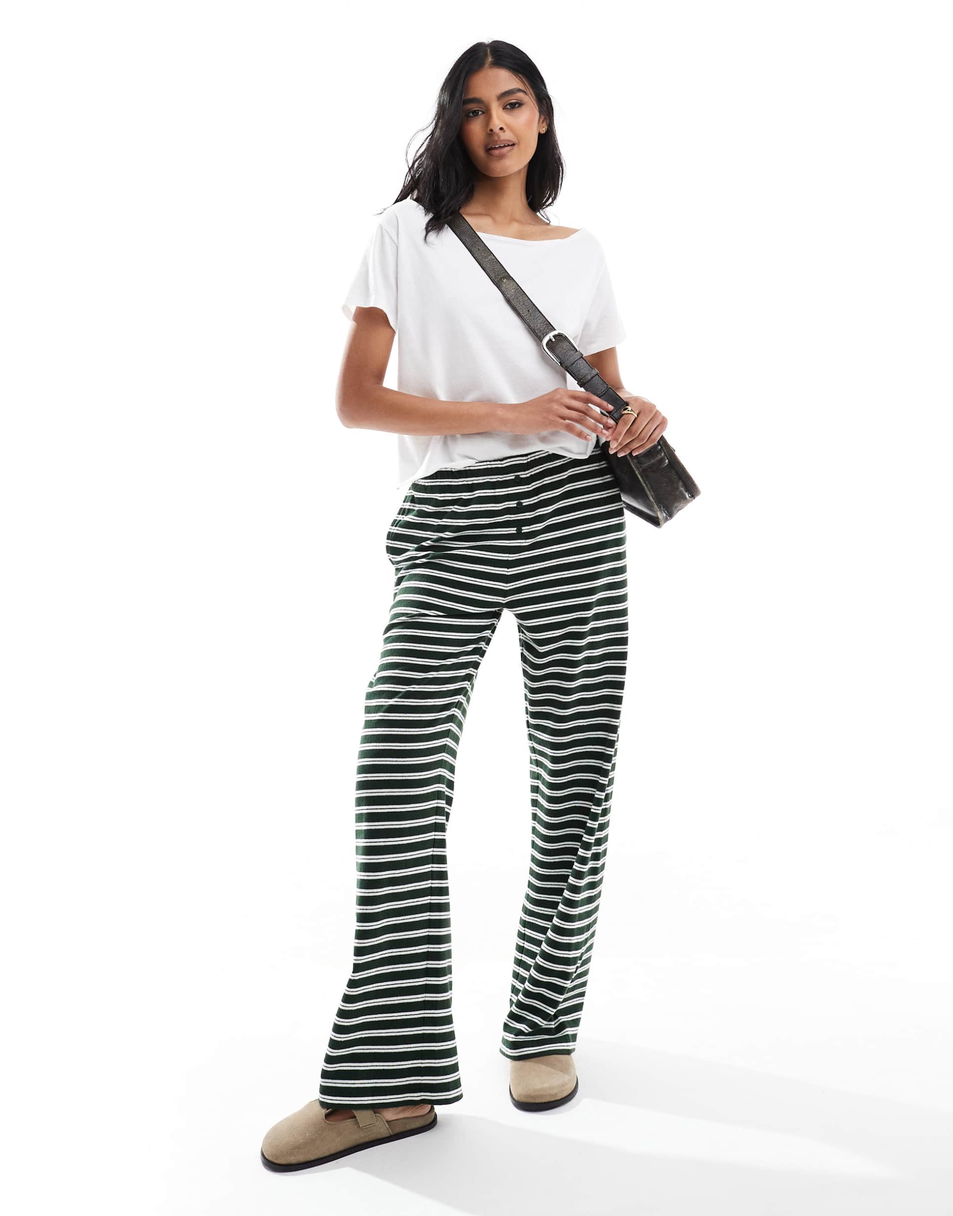 asos design straight leg sweatpants in green stripe - part of a set