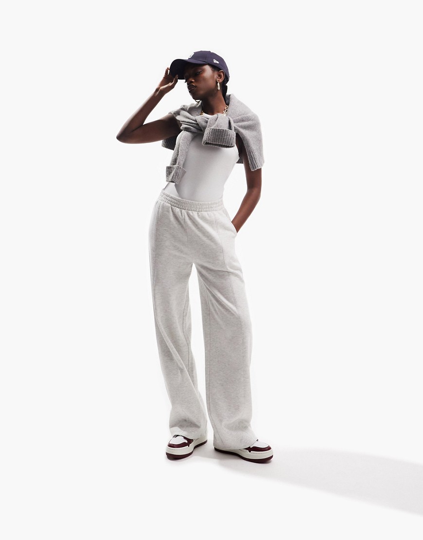 straight leg sweatpants in ice heather - part of a set-Gray