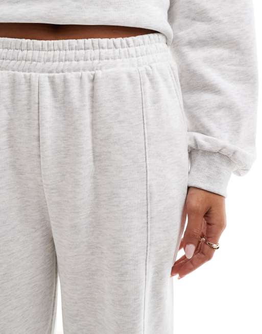 ASOS DESIGN Tall straight leg sweatpants with deep waistband and pintuck in  cotton in gray heather - GRAY