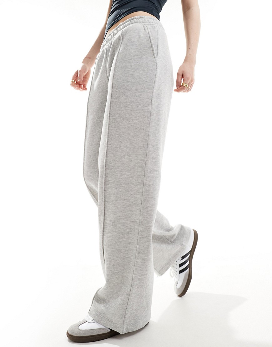 Asos Design Straight Leg Sweatpants In Ice Heather-gray