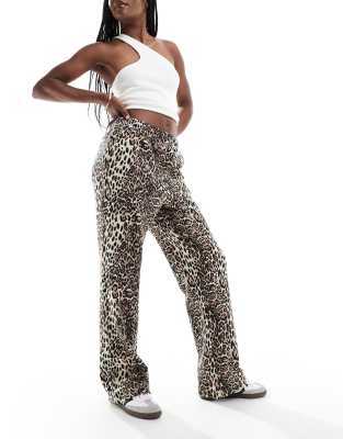 Asos Design Straight Leg Sweatpants In Leopard Print-multi