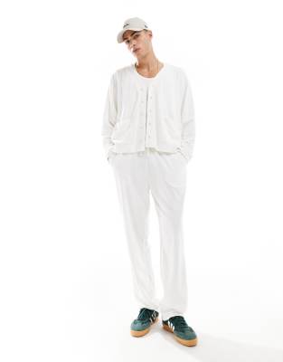 Asos Design Straight Leg Sweatpants In Texture In Off White