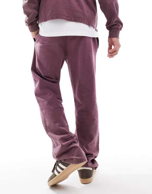 ASOS DESIGN co-ord straight leg jogger in washed burgundy - BURGUNDY