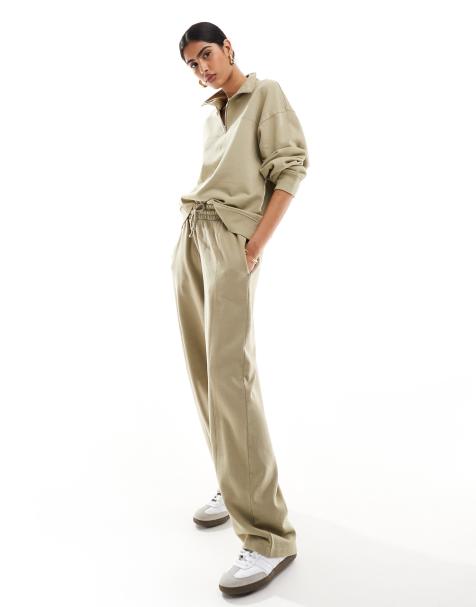 ASOS DESIGN straight leg sweatpants in washed khaki - view 1