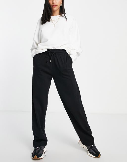 ASOS DESIGN straight leg sweatpants with deep waistband and pintuck in  cotton in black - BLACK