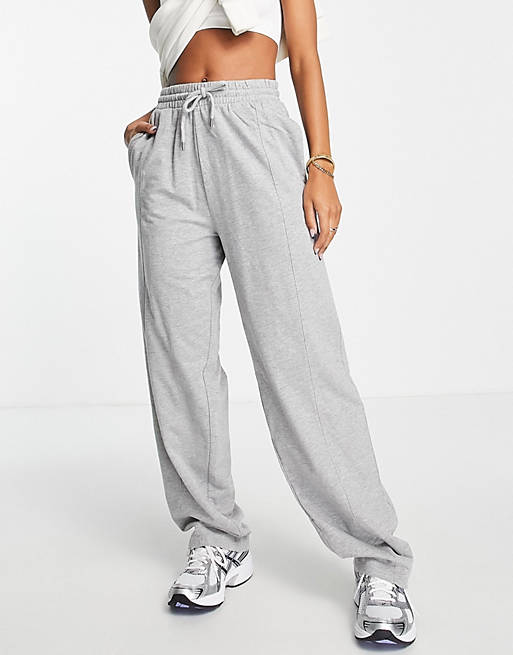 ASOS DESIGN straight leg sweatpants with deep waistband and pintuck in  cotton in gray heather - GRAY | ASOS