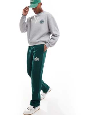 straight leg sweatpants with Palermo print in green