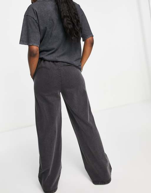 ASOS DESIGN straight leg sweatpants with pintuck in charcoal acid wash