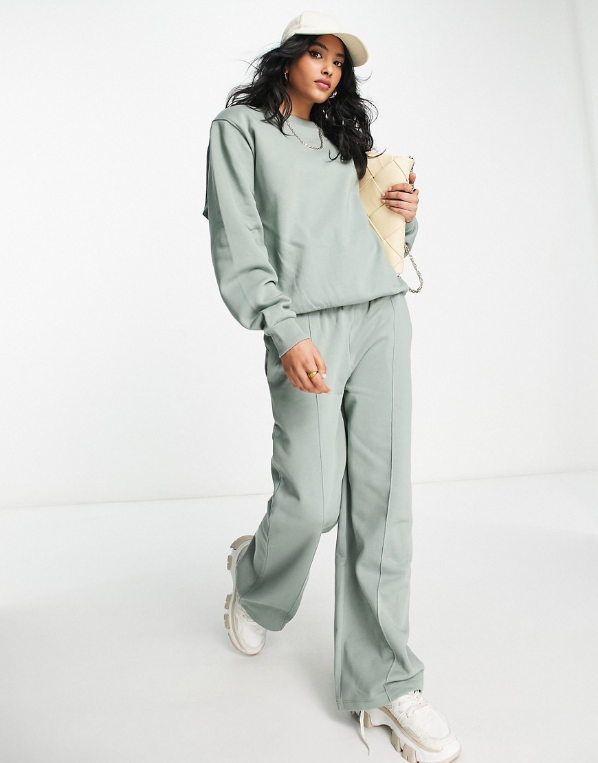 ASOS DESIGN straight leg sweatpants with pintuck in moss green