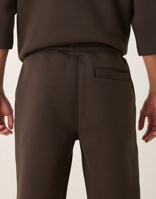 ASOS DESIGN straight leg sweatpants with pintucks in brown