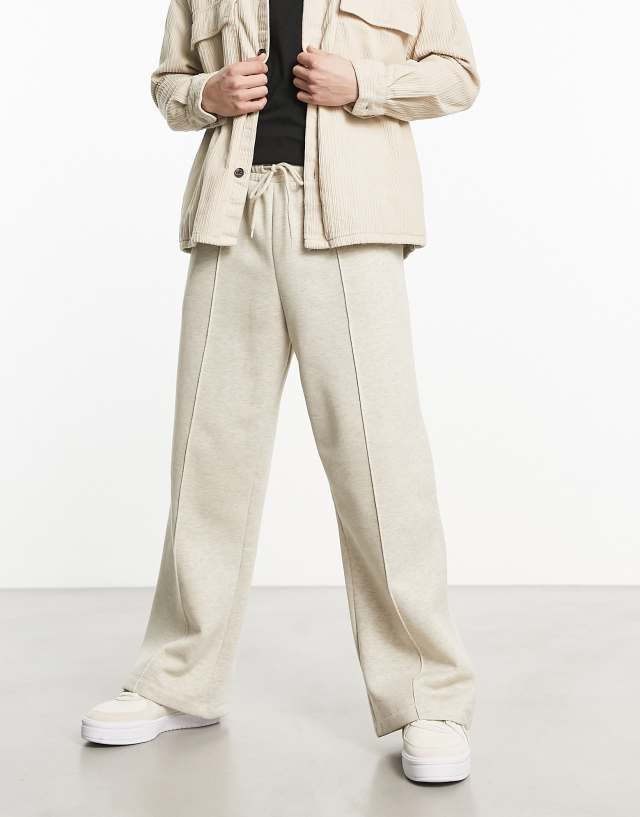 ASOS DESIGN straight leg sweatpants with pintucks in off-white