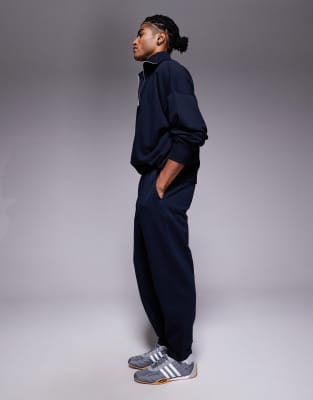 Asos Design Straight Leg Sweatpants With Pleats In Blue