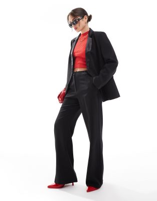 straight leg tailored tux pants in black - part of a set