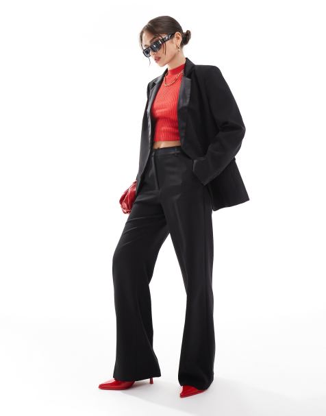 ASOS DESIGN straight leg tailored tux trouser co-ord in black - view 1