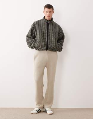 ASOS DESIGN ASOS DESIGN straight leg textured jogger in beige-Neutral