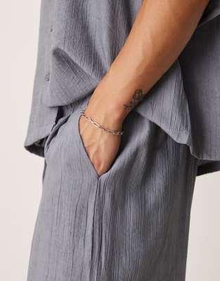 Asos Design Straight Leg Textured Pants In Gray