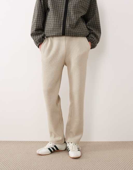 ASOS DESIGN straight leg textured sweatpants in beige - part of a set, 2 of 5