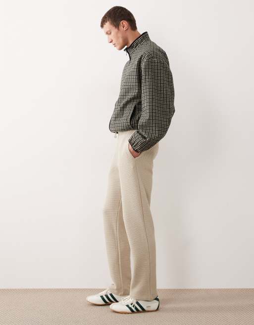 ASOS DESIGN straight leg textured sweatpants in beige - part of a set, 3 of 5