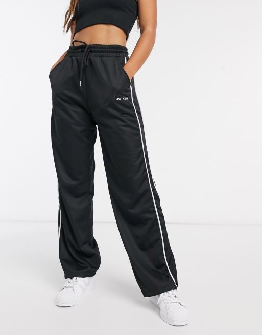 ASOS DESIGN straight leg jogger with deep waistband and pintuck in cotton  in grey marl - BLACK