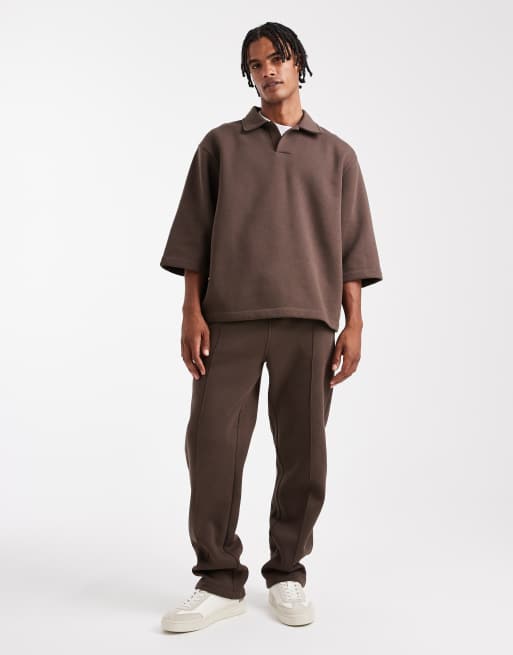 ASOS DESIGN straight leg trackies in brown (Part of a set), 2 of 5
