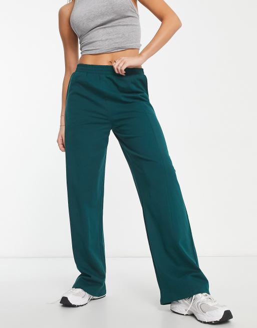 Wide-leg Track Pants - Dark green - Ladies