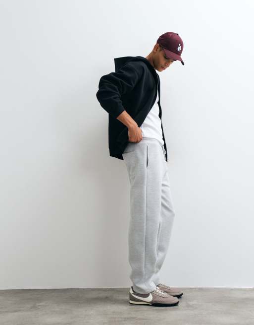 ASOS DESIGN straight leg trackies in grey scuba-style fabric, 3 of 5