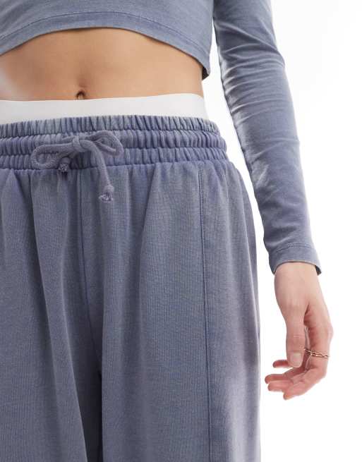 ASOS DESIGN straight leg trackies in washed indigo blue, 5 of 5