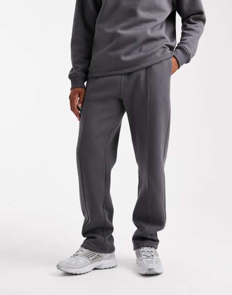 ASOS DESIGN straight leg trackies with pin tucks in charcoal (Part of a set) - view 1