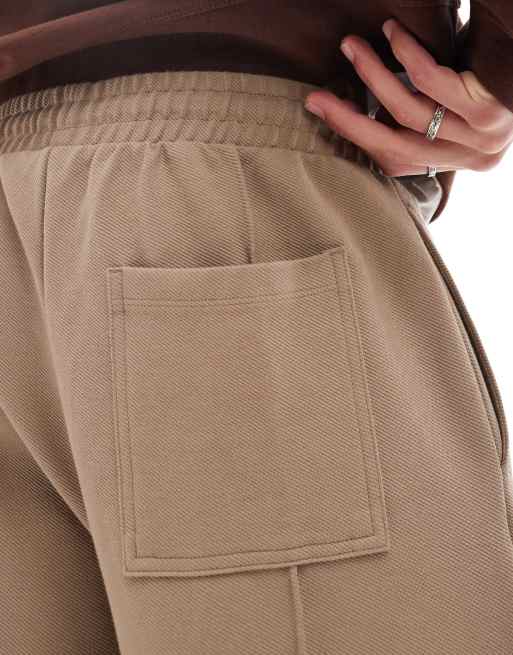 ASOS DESIGN straight leg sweatpants with pintuck detail in greige