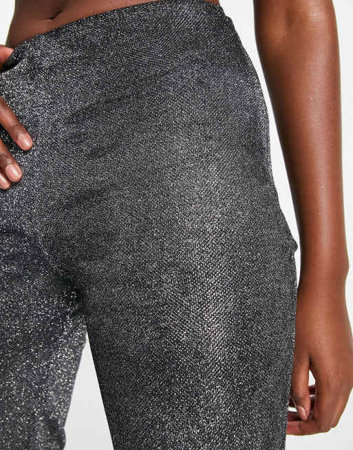 ASOS DESIGN straight leg trouser in sparkle silver co-ord, 3 of 4